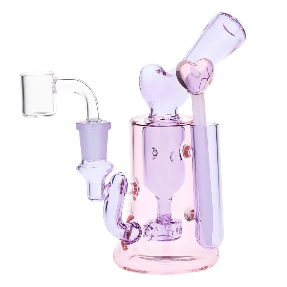 Pulsar Lovely Heart Glass Dab Rig Set - 6.25" / 14mm F